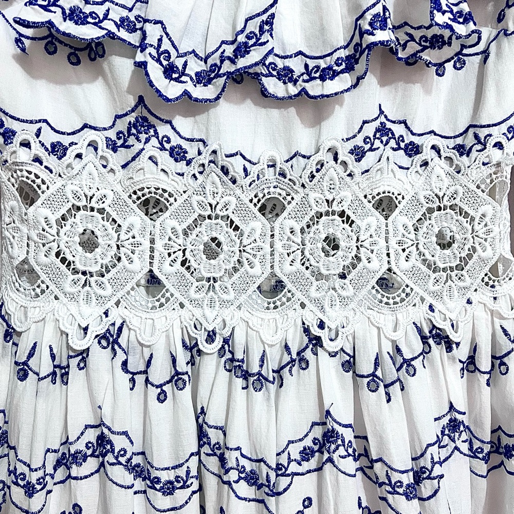 NWT ASOS Broderie Blouson Sleeve Midi Dress w/ Contrast Embroidery MSRP$260 - Picture 7 of 16